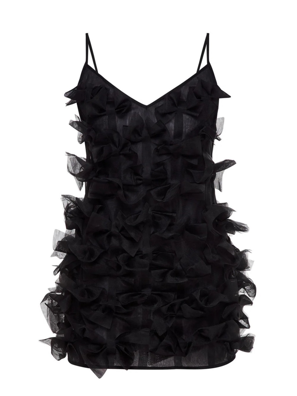 PASKAL Black Ruffle Mini Dress with Spaghetti Straps